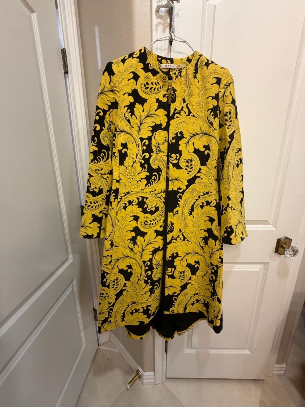 Bold Yellow and Black Baroque Print Jacket